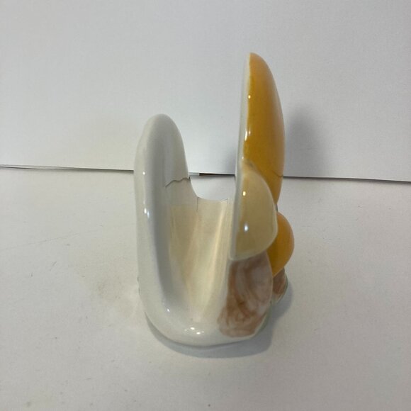 Vintage Retro 70s Mushroom Napkin Holder MCM Ceramic 4" Yellow White Kitchen - Picture 2 of 8